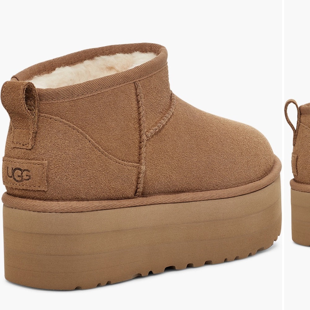 UGG Tan Platform Ankle Boots